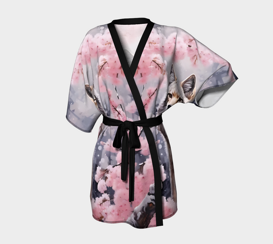 Cherry Blossom Fox - Kimono Robe