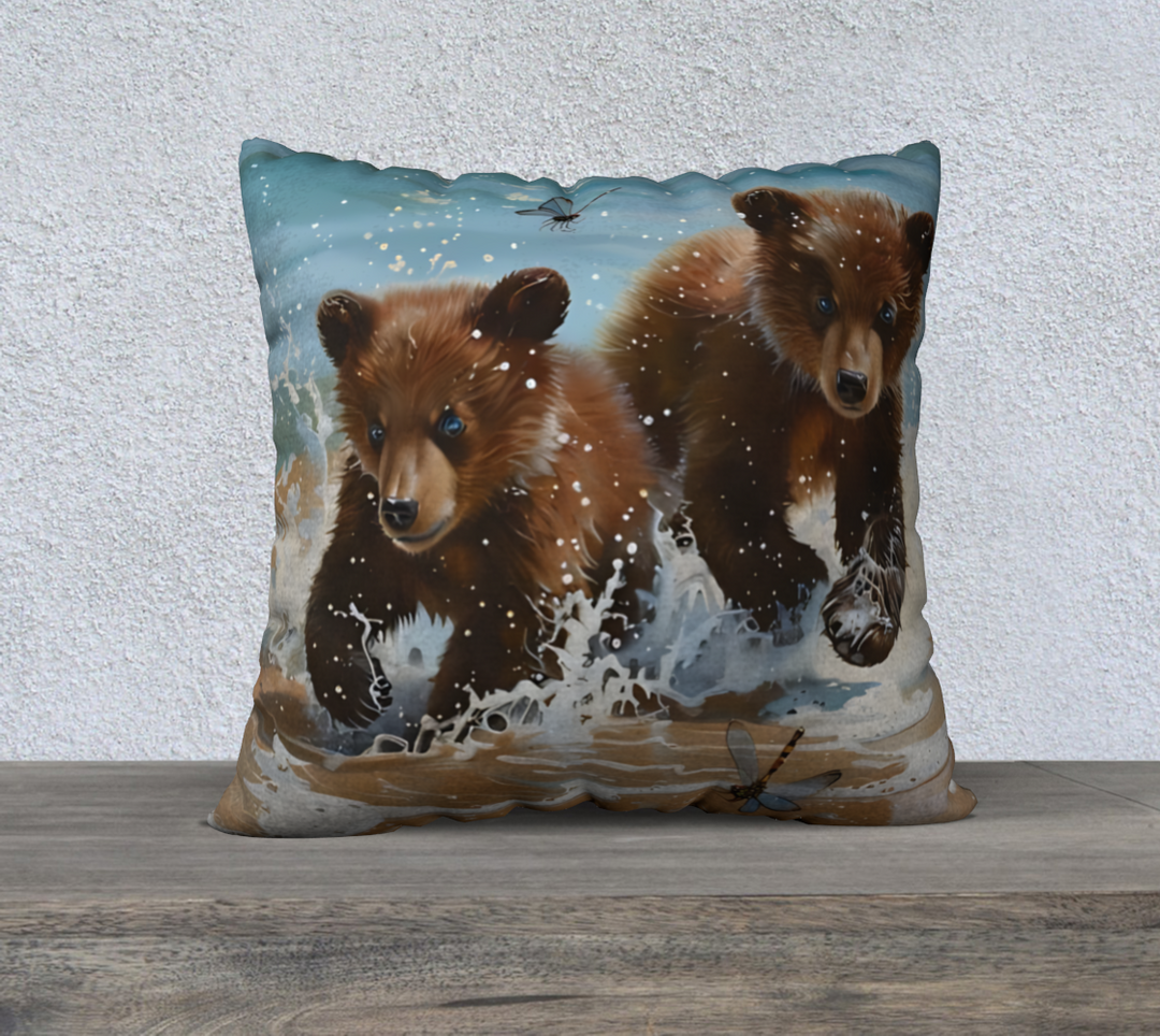 Bear Cubs Splash  -  Pillow Case