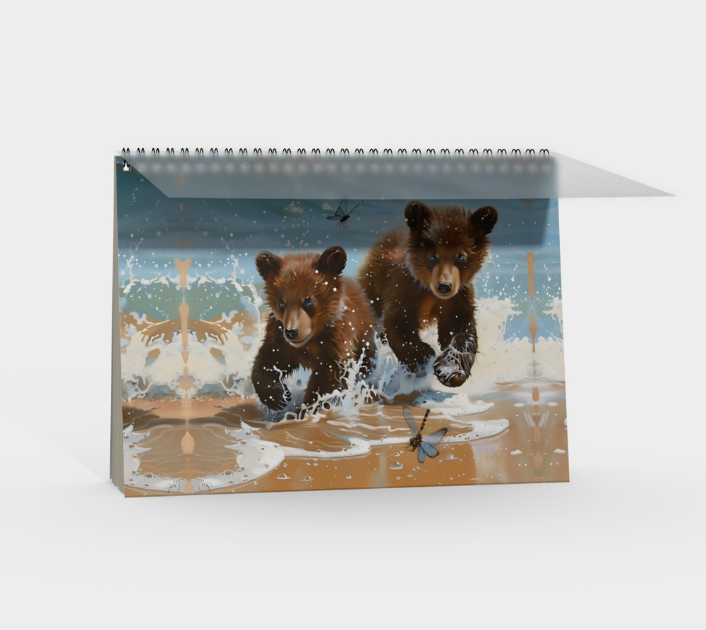 Bear Cubs Splash  -  Spiral Notebook