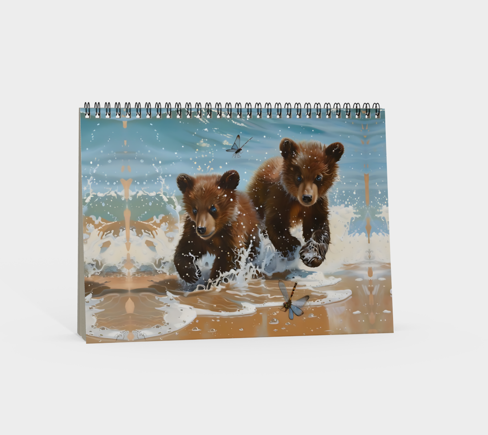 Bear Cubs Splash  -  Spiral Notebook