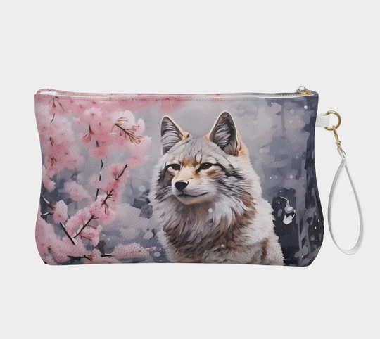 Cherry Blossom Fox - Vegan Leather Make-up Bag