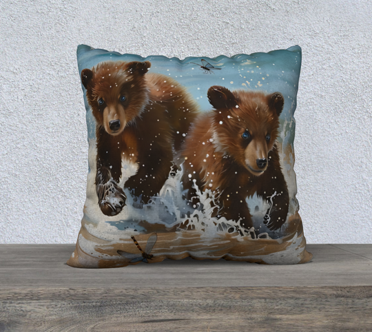 Bear Cubs Splash  -  Pillow Case