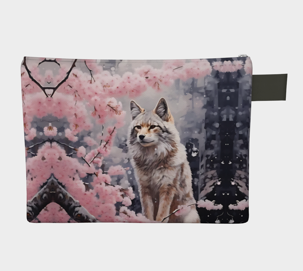 Cherry Blossom Fox - Zipper Pouch