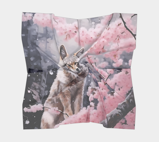 Cherry Blossom Fox - Square Scarf