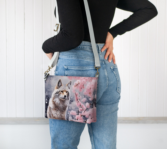 Cherry Blossom Fox - Vegan Leather Purse