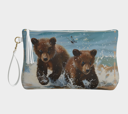 Bear Cubs Splash  -  Vegan Leather Makeup Bag