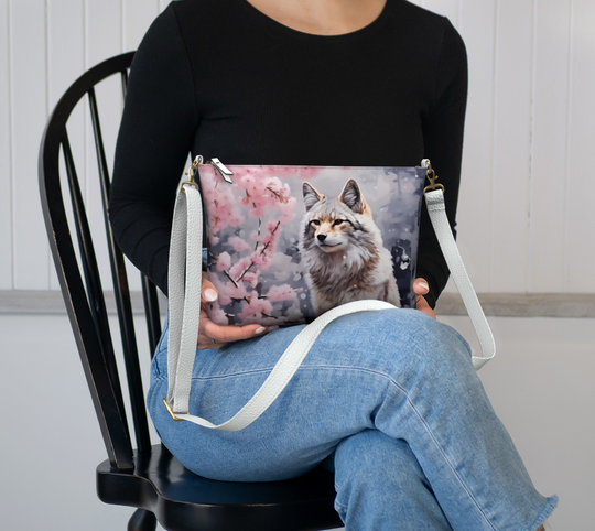 Cherry Blossom Fox - Vegan Leather Purse