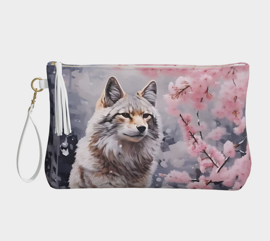 Cherry Blossom Fox - Vegan Leather Make-up Bag