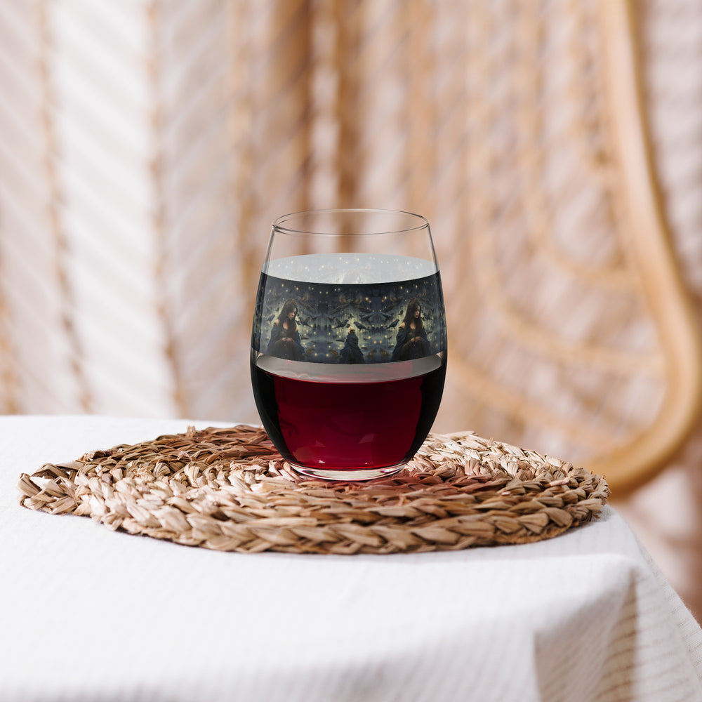 Birds of My Heart Print Stemless Wine Glass
