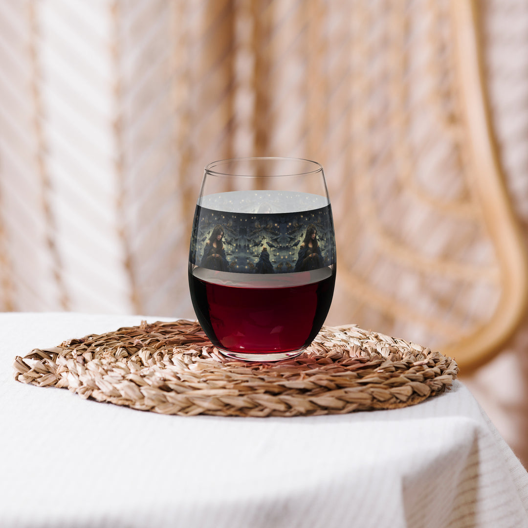 Birds of My Heart Print Stemless Wine Glass