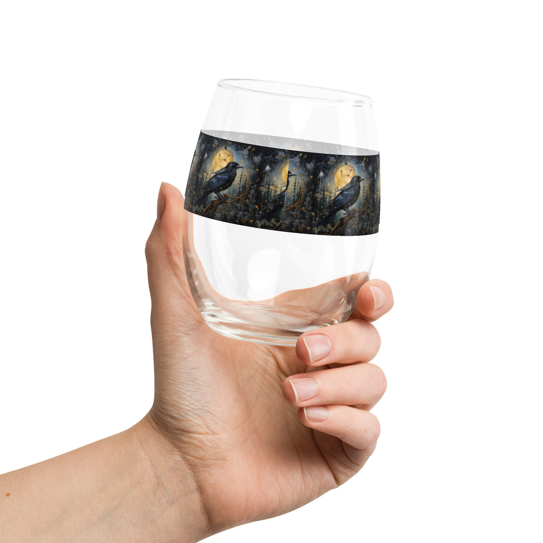Master's Watch Raven Print Stemless Wine Glass