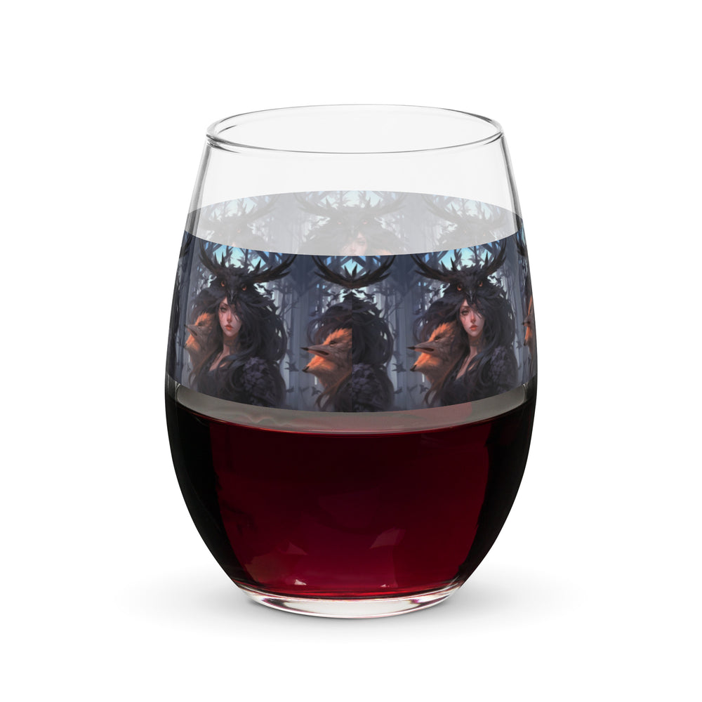 Raven Queen Print Stemless Wine Glass