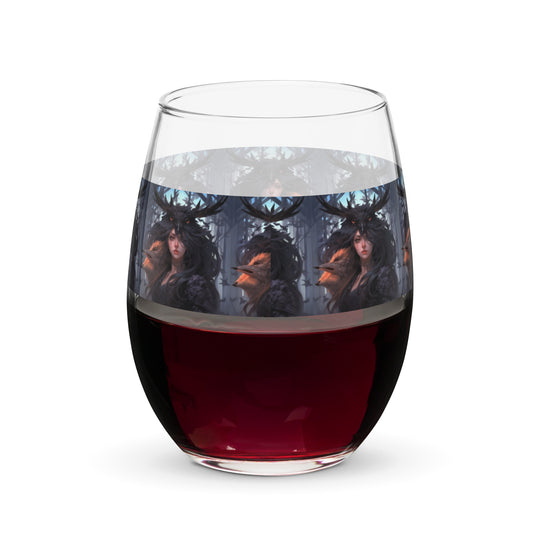 Raven Queen Print Stemless Wine Glass