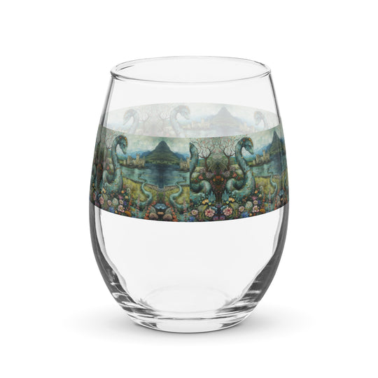 Dreaming of Loch Ness Print Stemless Wine Glass