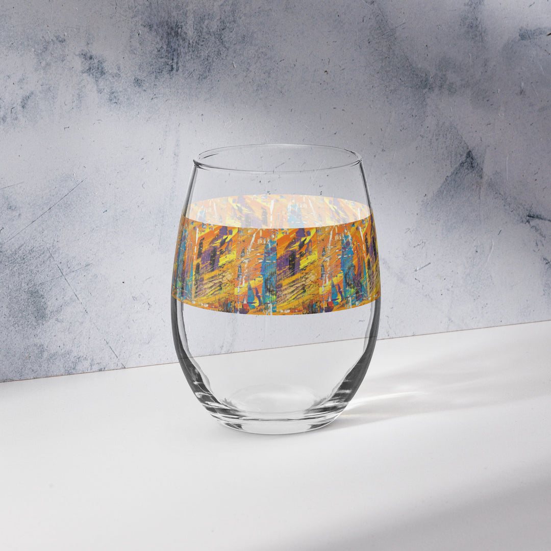 Malibu Nights Print Stemless Wine Glass