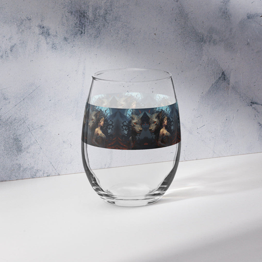 Gargoyle Queen Print Stemless Wine Glass