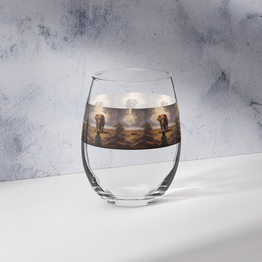 Recognition: Elephant and Child Print Stemless Wine Glass