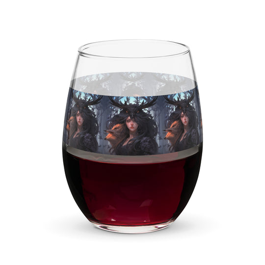 Raven Queen Print Stemless Wine Glass