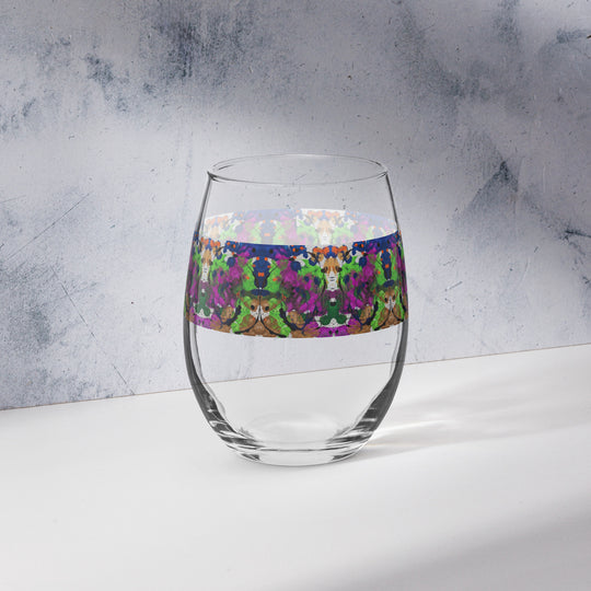 Neon Paint Play Print Stemless Wine Glass