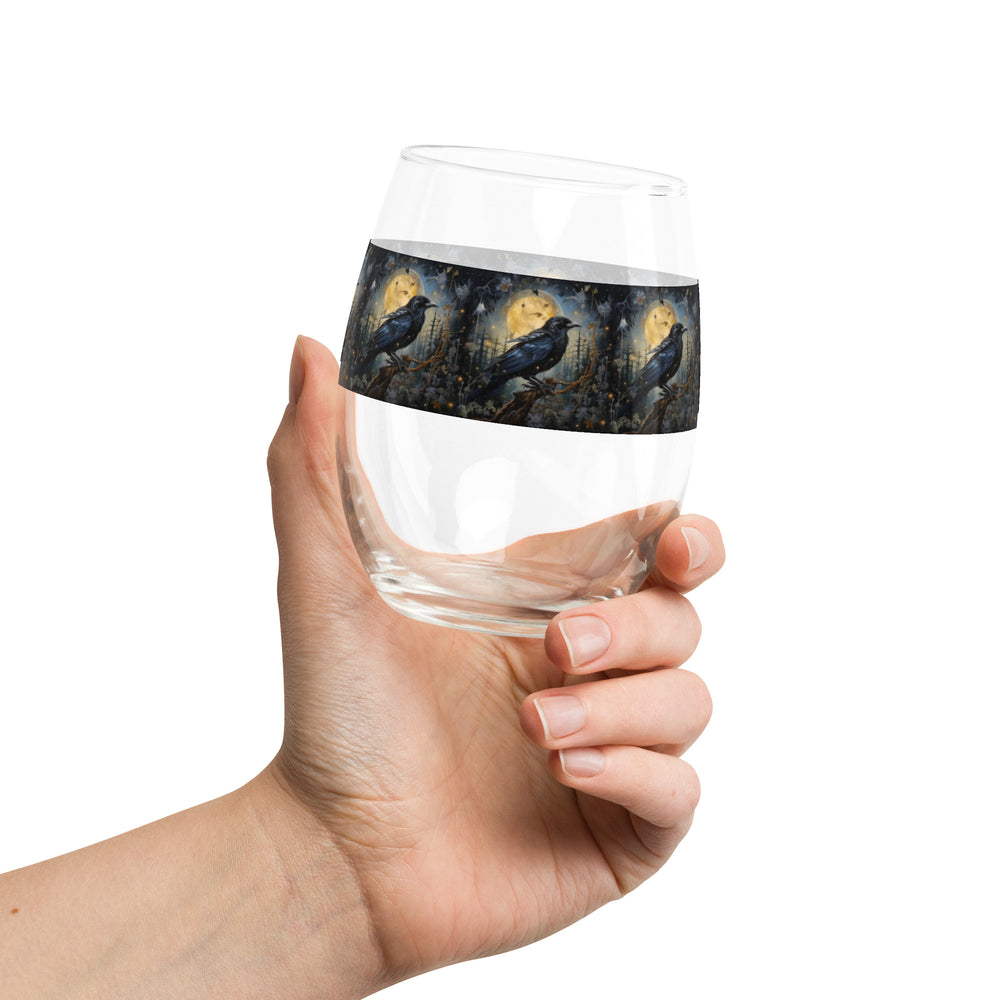 Master's Watch Raven Print Stemless Wine Glass