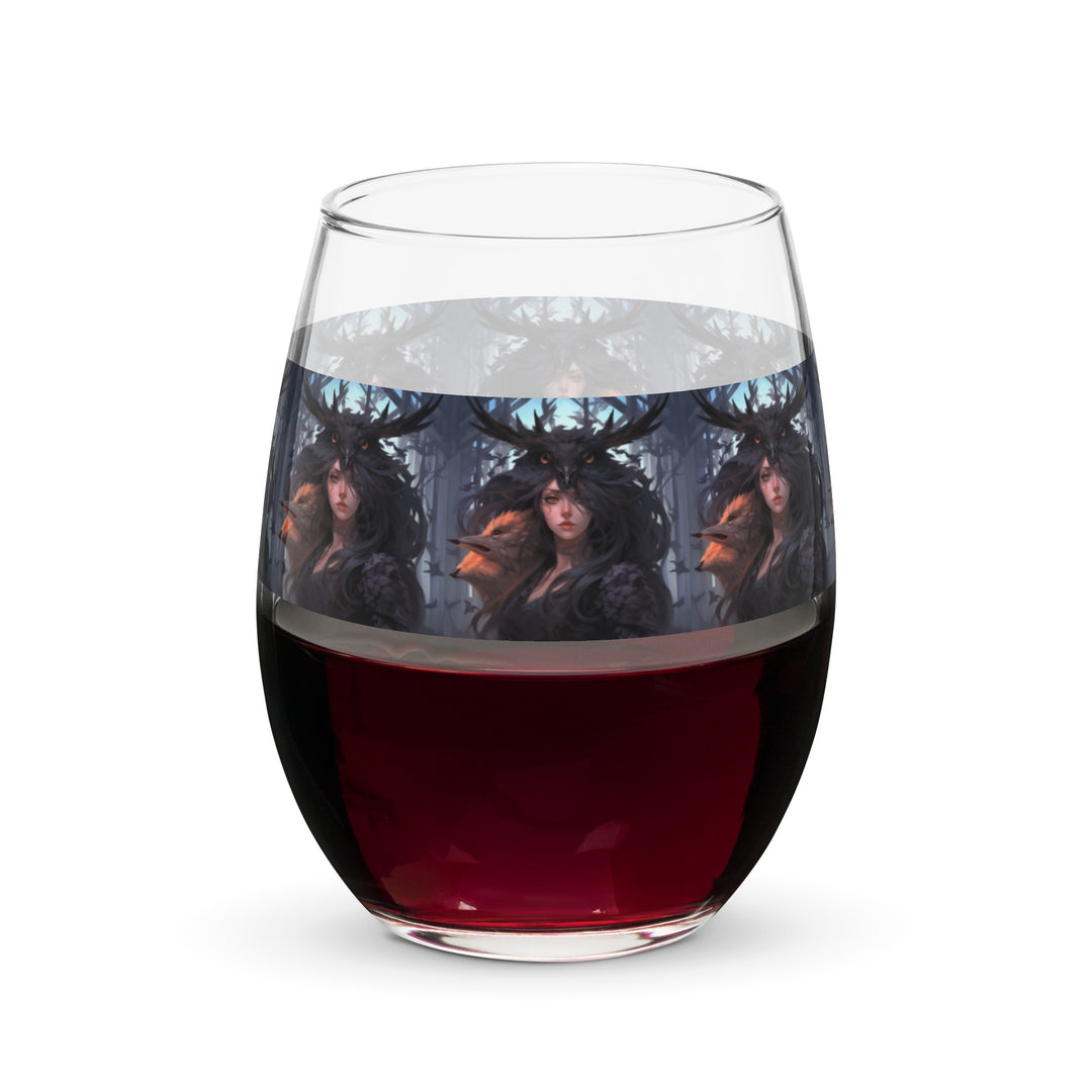 Raven Queen Print Stemless Wine Glass