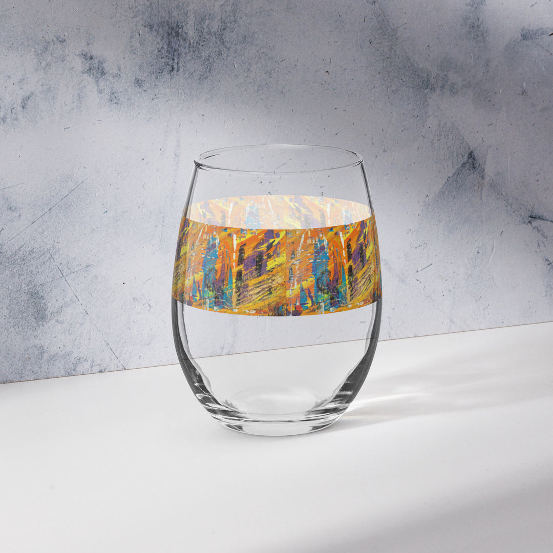 Malibu Nights Print Stemless Wine Glass