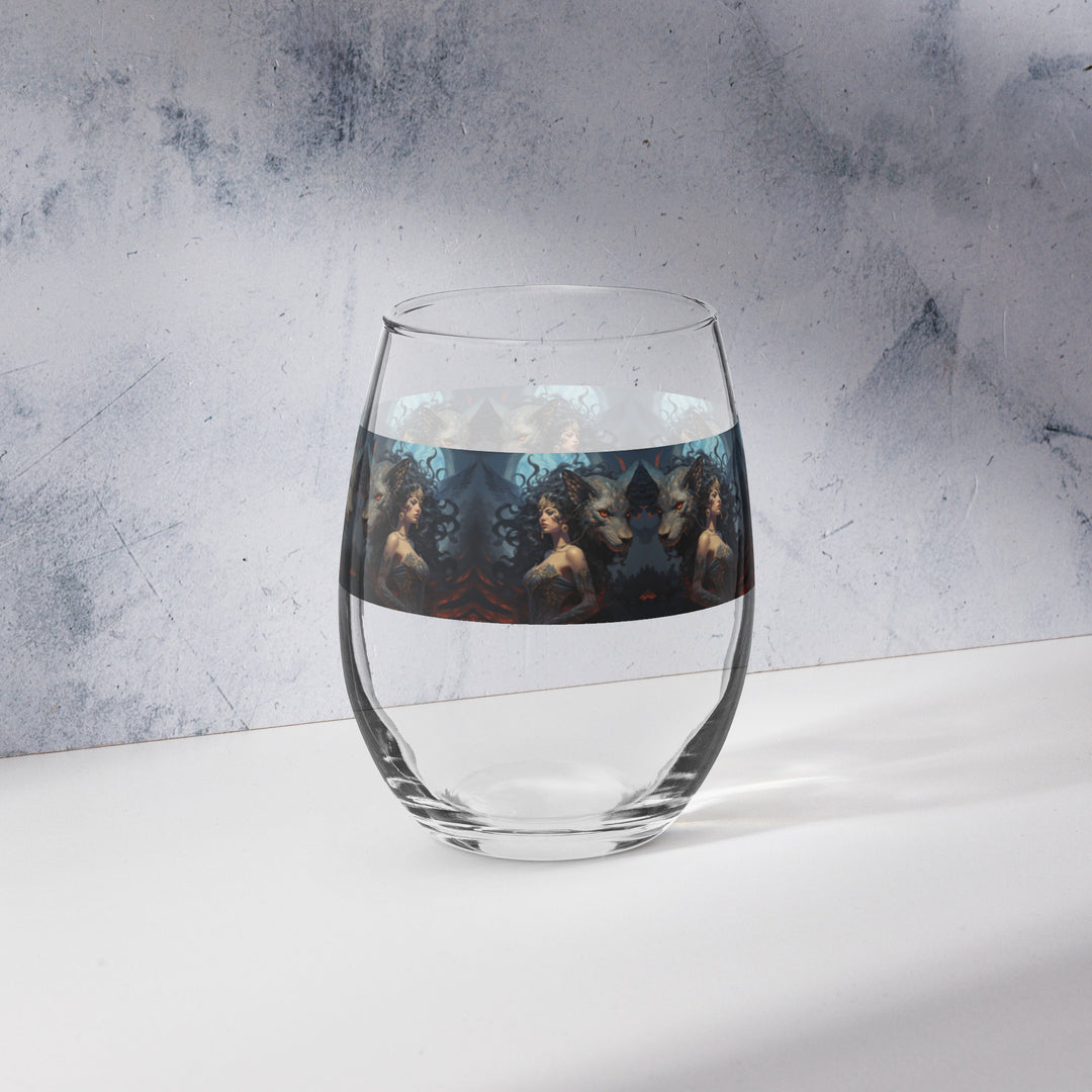 Gargoyle Queen Print Stemless Wine Glass