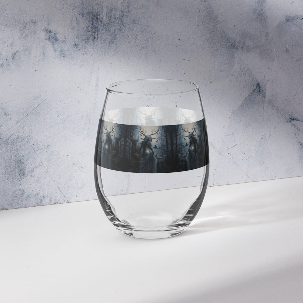 Spirit of the Stag Print Stemless Wine Glass