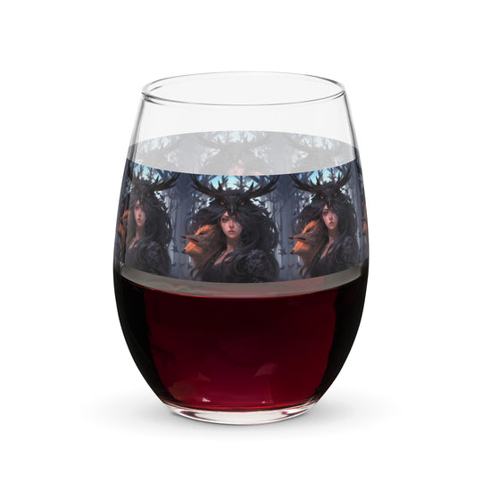 Raven Queen Print Stemless Wine Glass