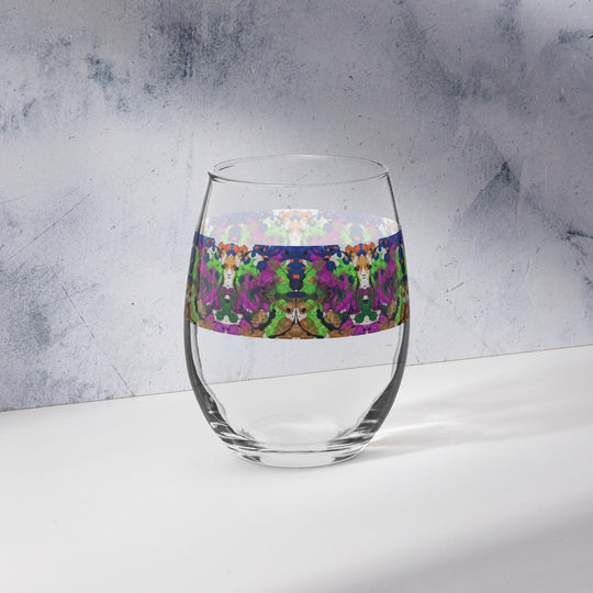 Neon Paint Play Print Stemless Wine Glass