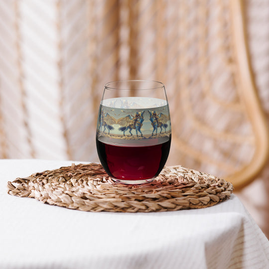 Griffin and Child Warrior Print Stemless Wine Glass